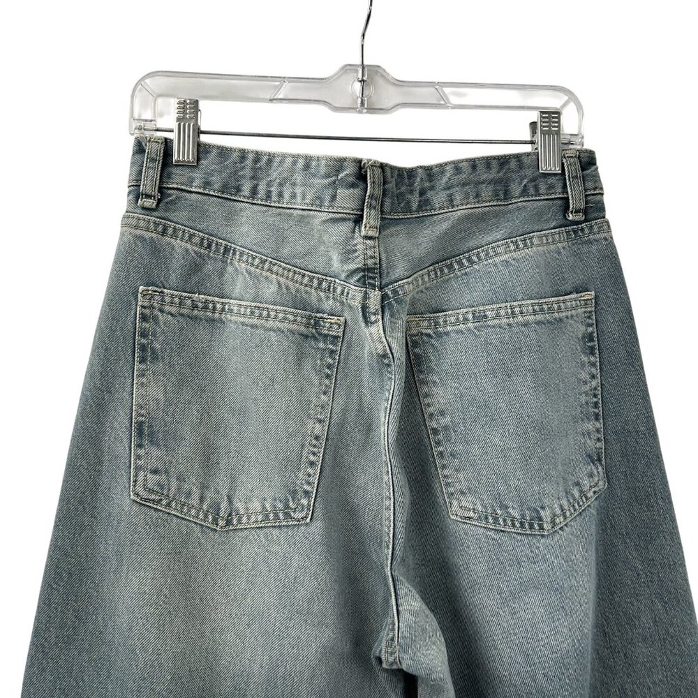 ZARA Women's 8 Jeans Blue Straight Leg High Rise Relaxed Baggy Cuffed Hem Denim - Picture 12 of 14